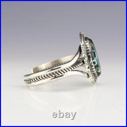 Native American Navajo Silver & Blackjack Turquoise Bracelet By Walter Vandever