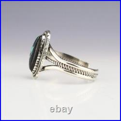 Native American Navajo Silver & Blackjack Turquoise Bracelet By Walter Vandever