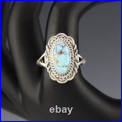 Native American Navajo Silver & Golden Hills Turquoise Ring By Victor Chee