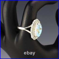 Native American Navajo Silver & Golden Hills Turquoise Ring By Victor Chee