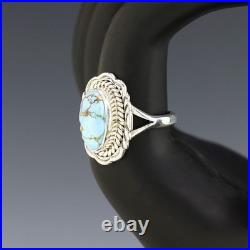 Native American Navajo Silver & Golden Hills Turquoise Ring By Victor Chee