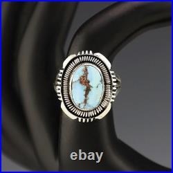 Native American Navajo Silver & Golden Hills Turquoise Ring By Will Denetdale