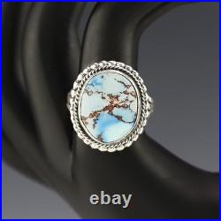 Native American Navajo Silver & Golden Hills Turquoise Ring By Will Denetdale