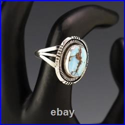 Native American Navajo Silver & Golden Hills Turquoise Ring By Will Denetdale