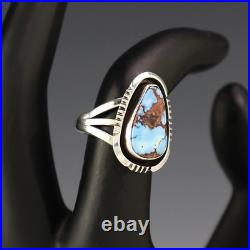 Native American Navajo Silver & Golden Hills Turquoise Ring By Will Denetdale