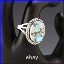 Native American Navajo Silver & Golden Hills Turquoise Ring By Will Denetdale