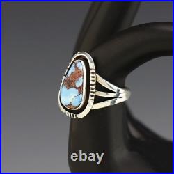 Native American Navajo Silver & Golden Hills Turquoise Ring By Will Denetdale