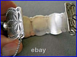Native American Navajo Sky Blue Turquoise Row Sterling Silver Cuff Bracelet
