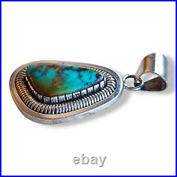 Native American Navajo Southwestern Sterling Silver Turquoise Pendant Signed WV