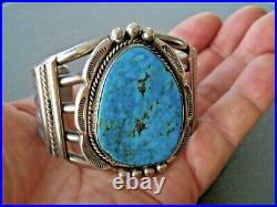 Native American Navajo Spiderweb Morenci Turquoise Sterling Silver Bracelet 92g