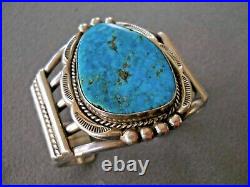 Native American Navajo Spiderweb Morenci Turquoise Sterling Silver Bracelet 92g