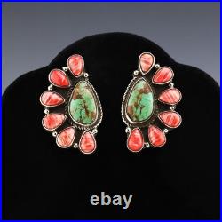 Native American Navajo Spiny Oyster & Turquoise Earrings By Geraldine James