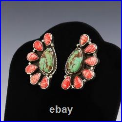 Native American Navajo Spiny Oyster & Turquoise Earrings By Geraldine James