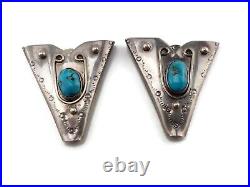 Native American Navajo Sterling Silver 925 Turquoise Collar Tips