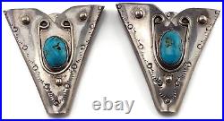 Native American Navajo Sterling Silver 925 Turquoise Collar Tips