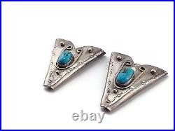Native American Navajo Sterling Silver 925 Turquoise Collar Tips