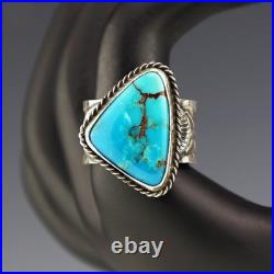 Native American Navajo Sterling Silver & Bisbee Turquoise Ring Sunshine Reeves