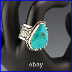 Native American Navajo Sterling Silver & Bisbee Turquoise Ring Sunshine Reeves