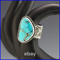Native American Navajo Sterling Silver & Bisbee Turquoise Ring Sunshine Reeves