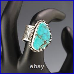 Native American Navajo Sterling Silver & Bisbee Turquoise Ring Sunshine Reeves