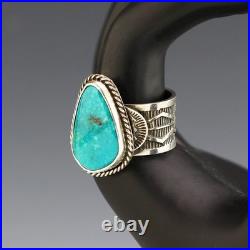 Native American Navajo Sterling Silver & Bisbee Turquoise Ring Sunshine Reeves