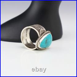 Native American Navajo Sterling Silver & Bisbee Turquoise Ring Sunshine Reeves