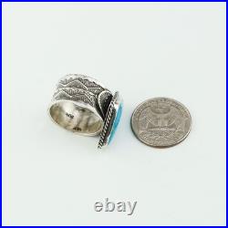 Native American Navajo Sterling Silver & Bisbee Turquoise Ring Sunshine Reeves