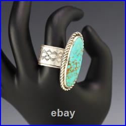 Native American Navajo Sterling Silver & Kingman Turquoise Ring By Gary Custer Native American Navajo Sterling Silver & Kingman Turquoise Ring By Gary Custer