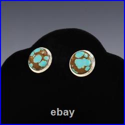 Native American Navajo Sterling Silver & Number Eight Turquoise Earrings