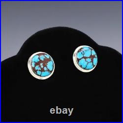 Native American Navajo Sterling Silver & Prince Turquoise Earrings