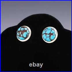 Native American Navajo Sterling Silver & Prince Turquoise Earrings