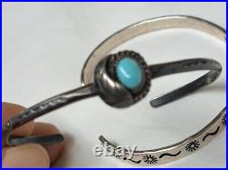 Native American Navajo Sterling Silver Turquoise Cuff Bracelet