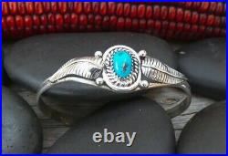 Native American Navajo Sterling Silver Turquoise Cuff Bracelet Gifted Jewelry