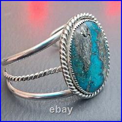 Native American Navajo Sterling Silver Turquoise Cuff Bracelet Sz 7