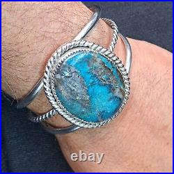 Native American Navajo Sterling Silver Turquoise Cuff Bracelet Sz 7