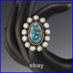 Native American Navajo Sterling Silver & Turquoise Ring By Rosita Calladitto