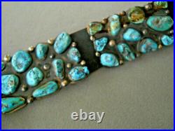 Native American Navajo Turquoise Nugget Cluster Sterling Silver Concho Belt
