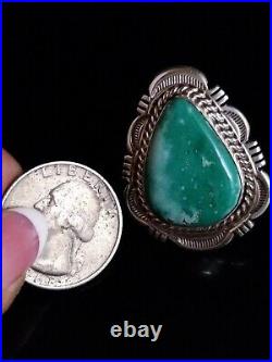 Native American Navajo Turquoise & Sterling Silver Handmade Size 7 Signed Ring