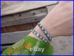 Native American Old Pawn Sterling Silver Green Turquoise Cuff Bracelet Set 6.5