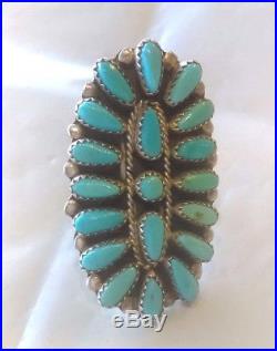 Native American Paul Jones Sterling Silver Large Needlepoint Turquoise Ring