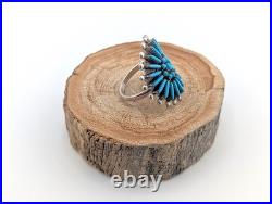Native American Ring Ster Silver Adjustable Needlepoint Turquoise Zuni Jewelry Native American Ring Ster Silver Adjustable Needlepoint Turquoise Zuni Jewelry