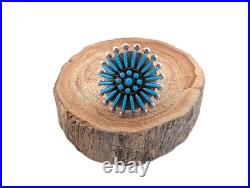 Native American Ring Ster Silver Adjustable Needlepoint Turquoise Zuni Jewelry Native American Ring Ster Silver Adjustable Needlepoint Turquoise Zuni Jewelry