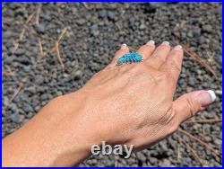 Native American Ring Ster Silver Adjustable Needlepoint Turquoise Zuni Jewelry Native American Ring Ster Silver Adjustable Needlepoint Turquoise Zuni Jewelry