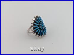 Native American Ring Ster Silver Adjustable Needlepoint Turquoise Zuni Jewelry Native American Ring Ster Silver Adjustable Needlepoint Turquoise Zuni Jewelry