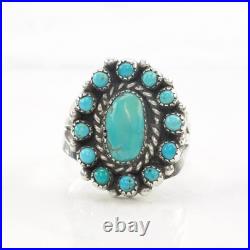 Native American Ring Turquoise Cluster Sterling Silver 5 3/4 Native American Ring Turquoise Cluster Sterling Silver 5 3/4