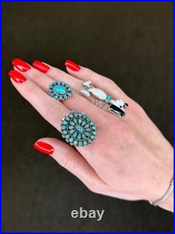 Native American Ring Turquoise Cluster Sterling Silver 5 3/4 Native American Ring Turquoise Cluster Sterling Silver 5 3/4