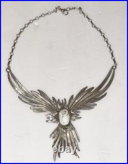 Native American Rising Phoenix Sterling Silver 925 bib Necklace