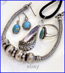 Native American SW Sterling Jewelry LotWampum TurquoiseBracelet Pendant Ring Native American SW Sterling Jewelry LotWampum TurquoiseBracelet Pendant Ring