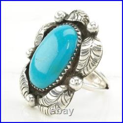 Native American Silver Ring Turquoise Leaf, Large Sterling Blue Size 6 1/2 Native American Silver Ring Turquoise Leaf, Large Sterling Blue Size 6 1/2