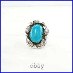 Native American Silver Ring Turquoise Leaf, Large Sterling Blue Size 6 1/2 Native American Silver Ring Turquoise Leaf, Large Sterling Blue Size 6 1/2